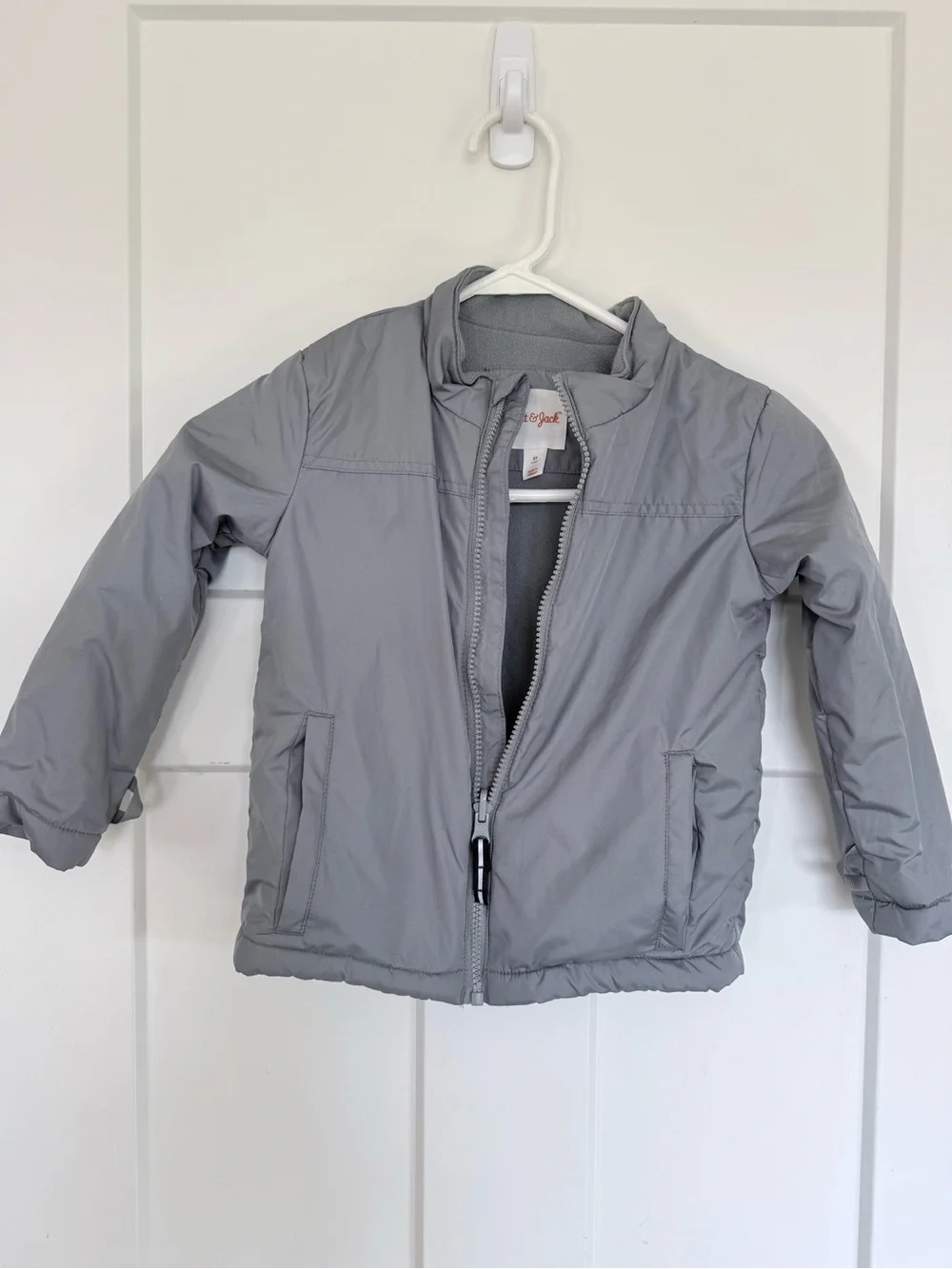 Cat & Jack Two-Tone Hooded Puffer Jacket - Gray & Black